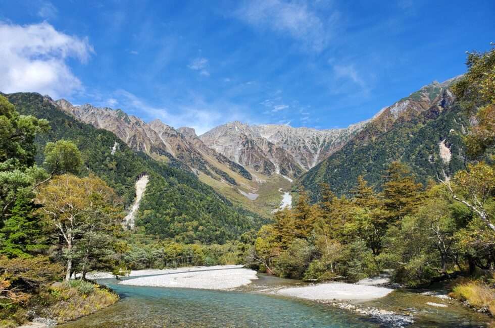 五千尺ホテル上高地から見る穂高の紅葉