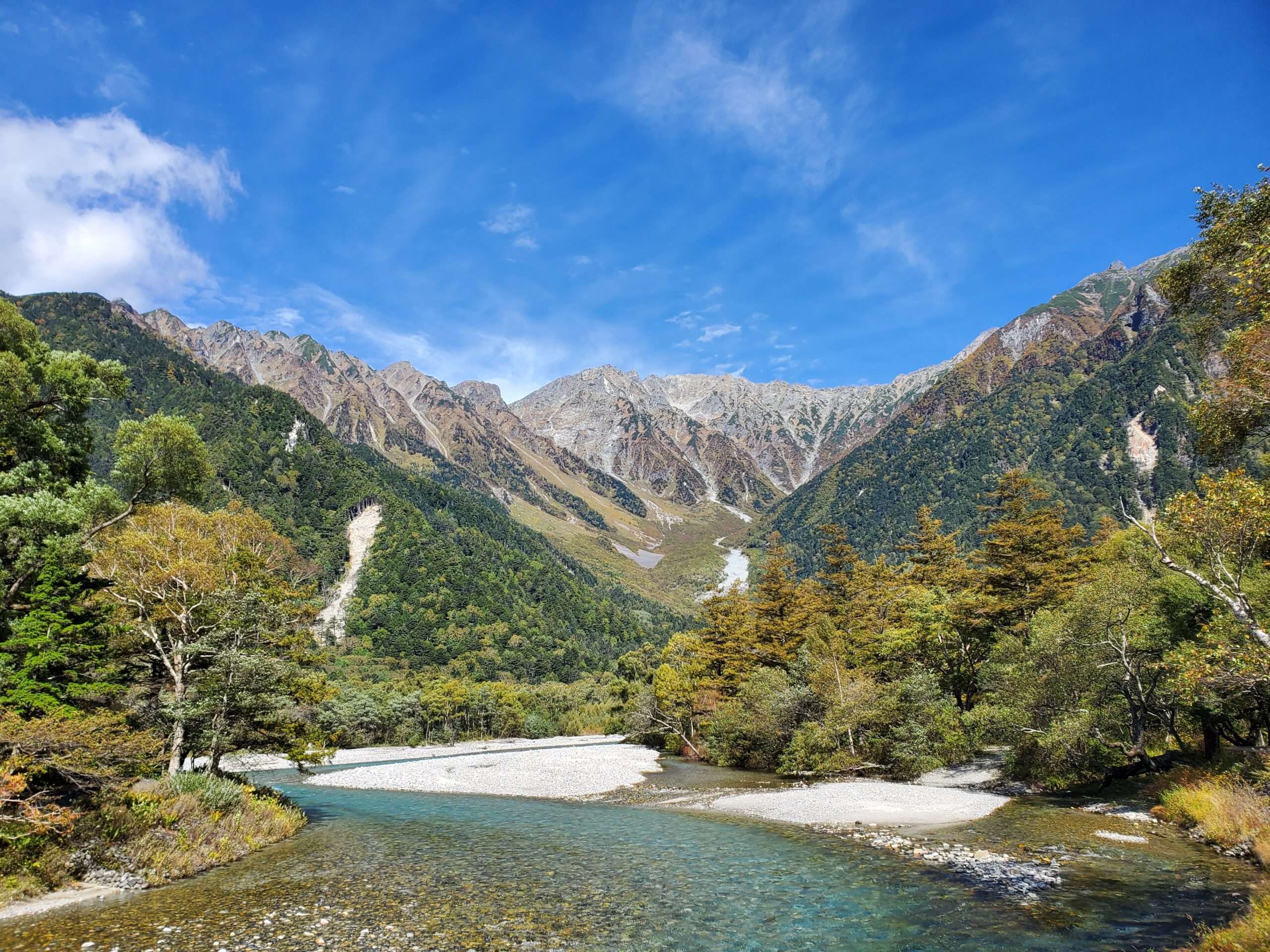 五千尺ホテル上高地から見る穂高の紅葉