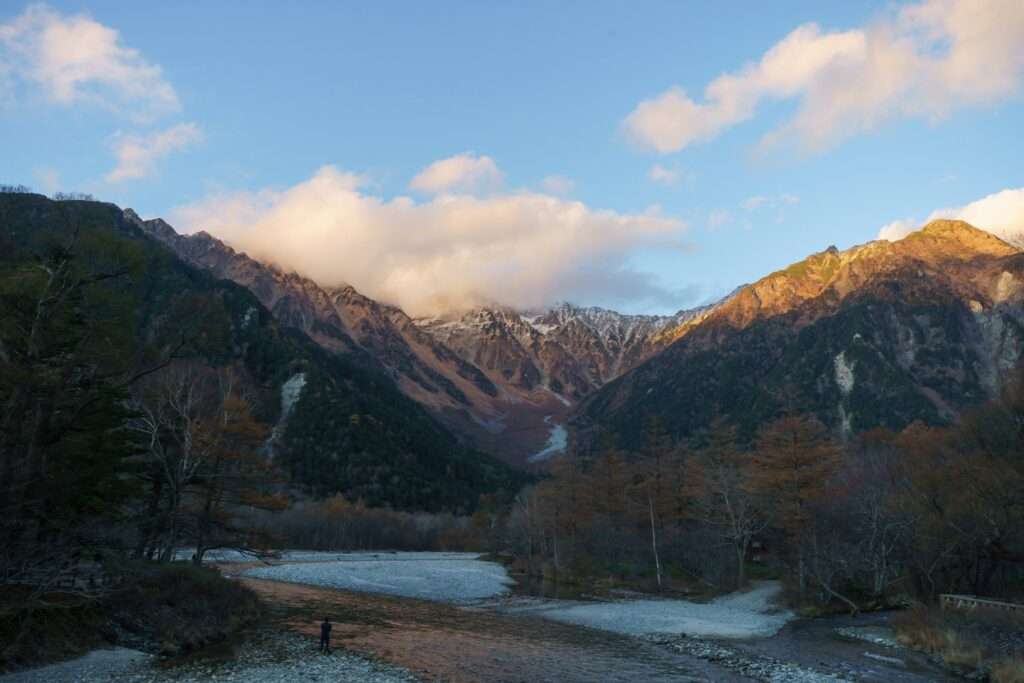 上高地　河童橋　穂高連峰