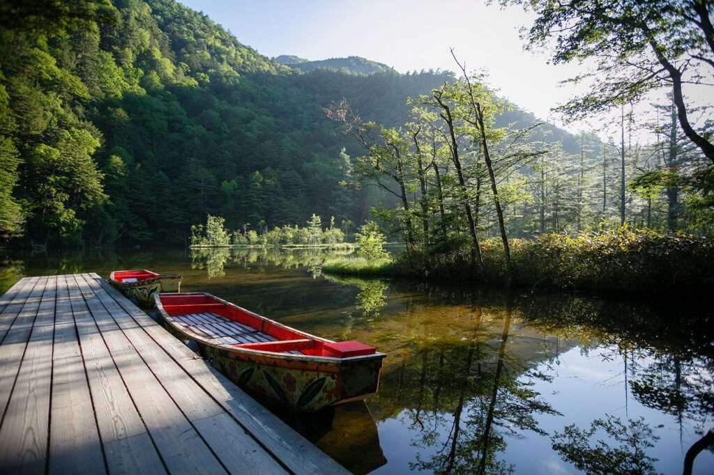 上高地　明神池の風景